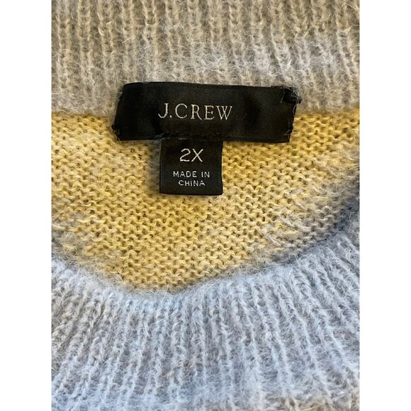 J. Crew Cozy Diamond-Checked Cropped Crew Neck Sweater Blue Plus Size 2X - Picture 8 of 8